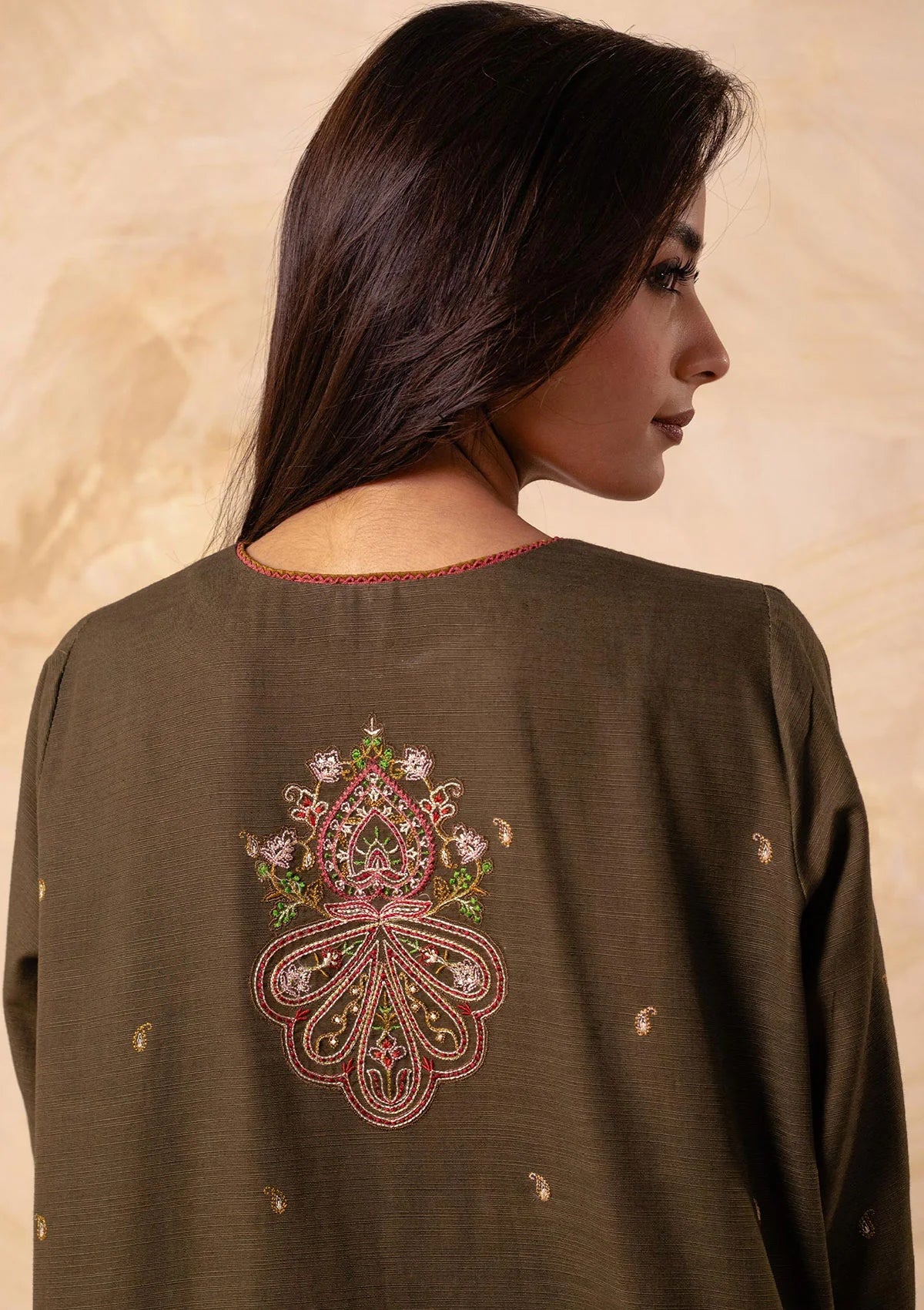 SAPPHIRE 3PC DHANAK EMBROIDERED SHIRT WITH DHANAK EMB SHAWL AND TROUSER DN-2006