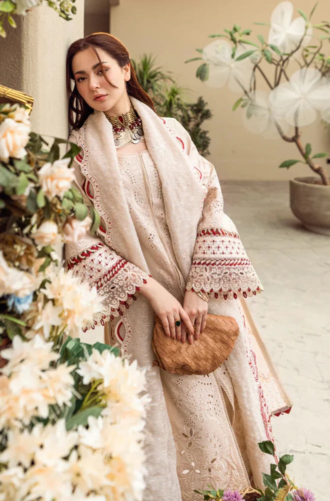 Qalamkar - 3PC Lawn Embroidered Shirt with Embroidered Slub Net Dupatta (Unstitched) LC-7064