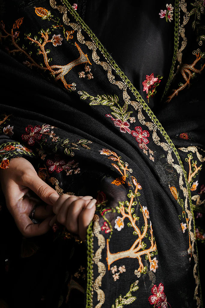SAPPHIRE 3PC DHANAK EMBROIDERED SHIRT WITH DHANAK EMB SHAWL AND TROUSER DN-2008