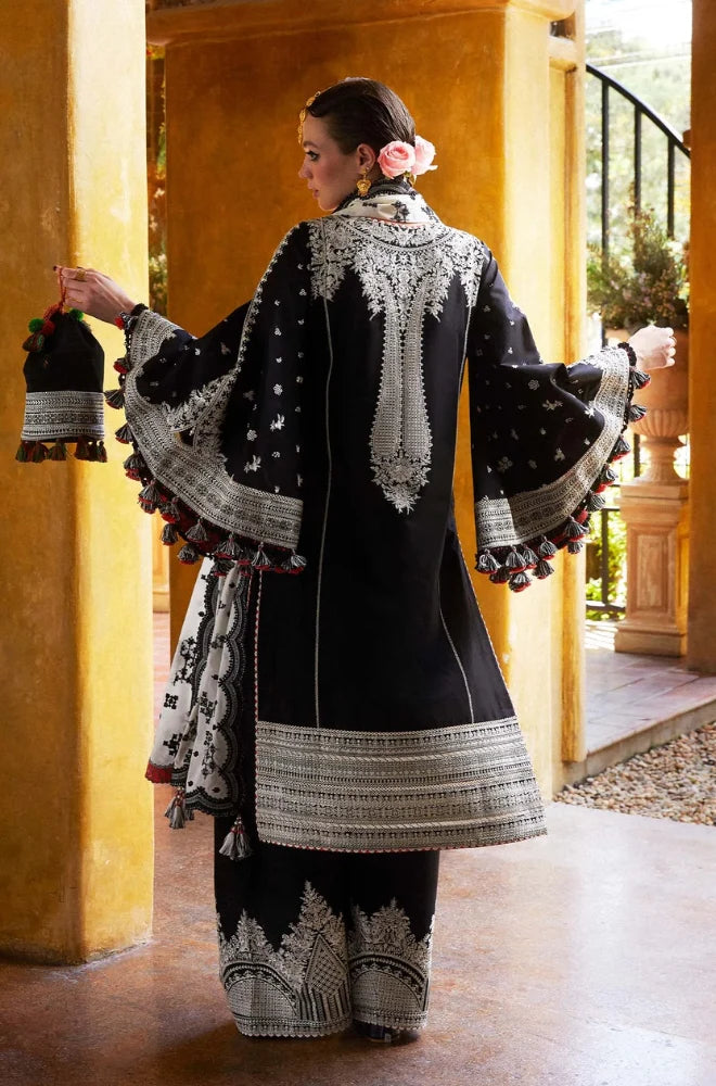 Hussain Rehar - 3PC Lawn Embroidered Shirt with Embroidered Slub Net Dupatta (Unstitched) LC-7063