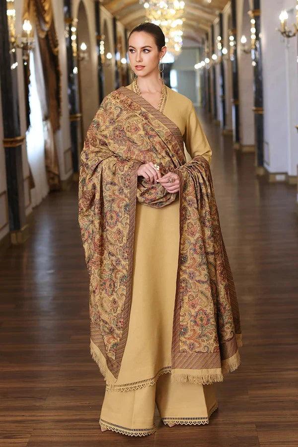 BAREEZE 3PC DHANAK EMBROIDERED SHIRT WITH DHANAK SHAWL AND TROUSER DN-2016