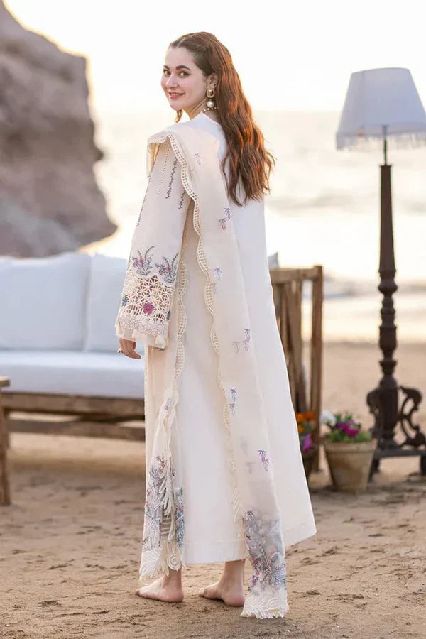 QALAMKAR 3PC Lawn Embroidered Shirt With Organza Embroidered Dupatta LC-7062