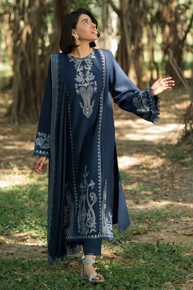 BELLE COUTURE 3PC DHANAK EMBROIDERED SHIRT WITH DHANAK SHAWL AND TROUSER DN-2052