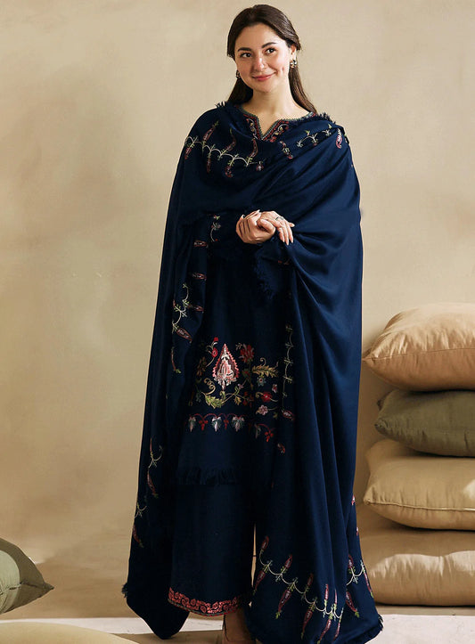 COCO 3PC DHANAK EMBROIDERED SHIRT WITH DHANAK SHAWL AND TROUSER DN-2053