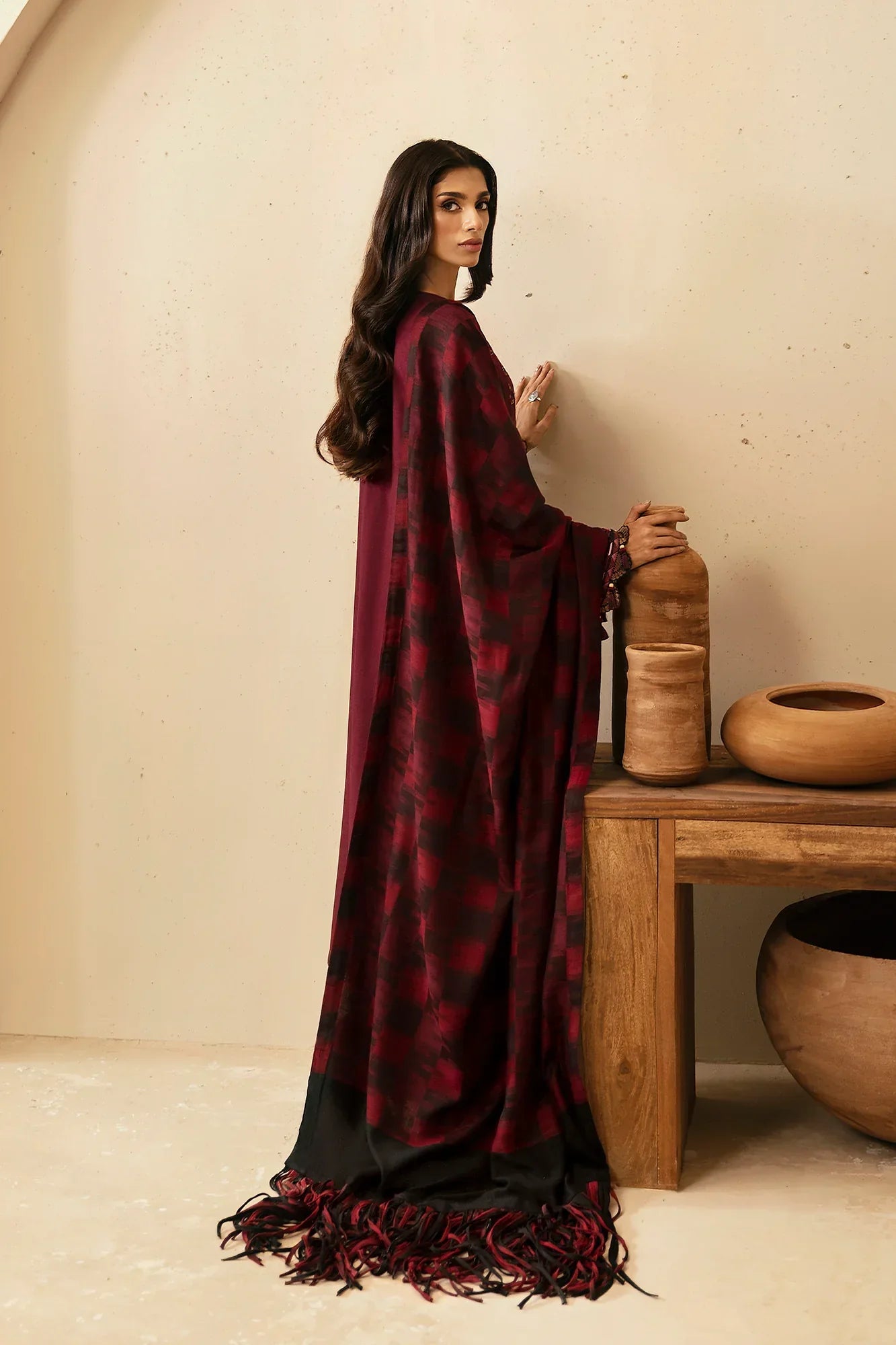 PHULKARI 3PC DHANAK EMBROIDERED SHIRT WITH DHANAK SHAWL AND TROUSER DN-2025