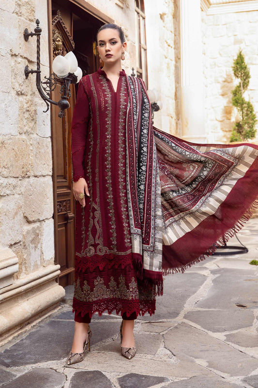 MARIA B 3PC DHANAK EMBROIDERED SHIRT WITH DHANAK SHAWL AND TROUSER DN-2067