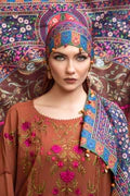 MARIA B 3PC DHANAK EMBROIDERED SHIRT WITH DHANAK SHAWL AND TROUSER DN-2068