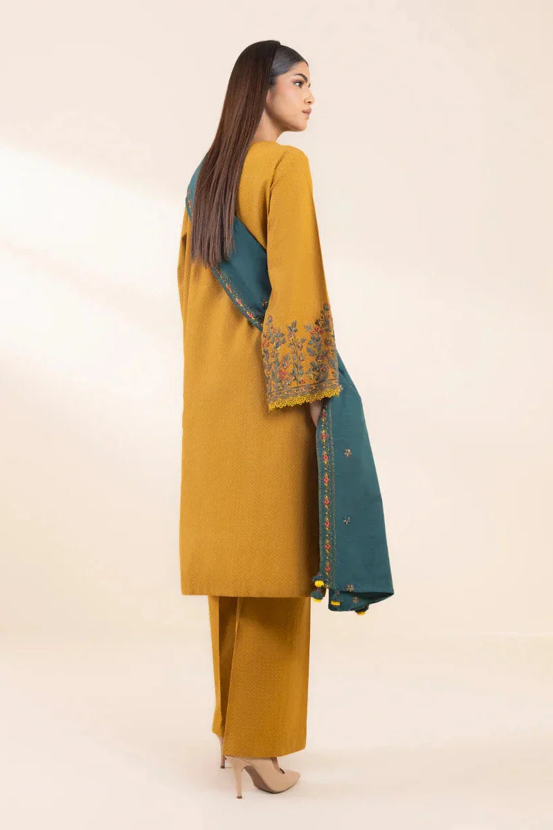 SAPPHIRE 3PC DHANAK EMBROIDERED SHIRT WITH DHANAK SHAWL AND TROUSER DN-2077