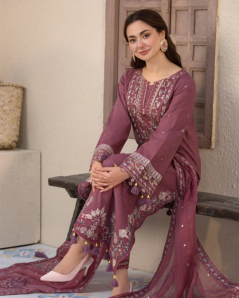 JADE - 3PC LAWN EMBROIDERED SHIRT WITH CHIFFON EMBROIDERED DUPATTA AND TROUSER LC-7065