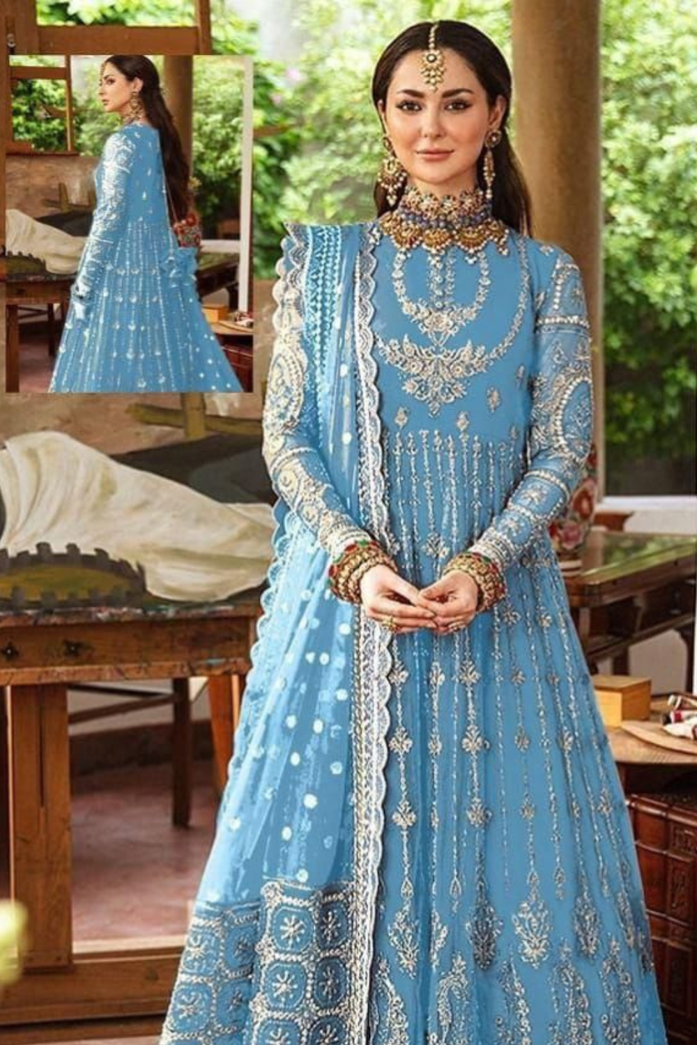 EMBROIDERED 3PC SILK DRESS WITH CHIFFON EMBROIDERED DUPATTA IR5008