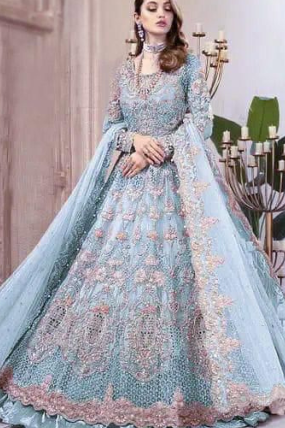 EMBROIDERED 3PC SILK DRESS WITH CHIFFON EMBROIDERED DUPATTA IR5009