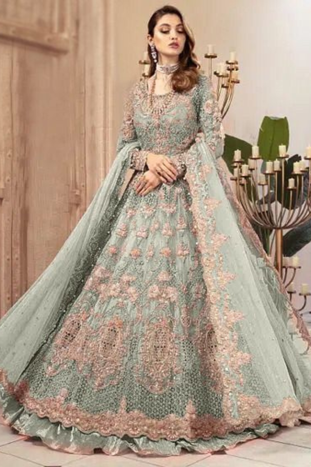 EMBROIDERED 3PC SILK DRESS WITH CHIFFON EMBROIDERED DUPATTA IR5010