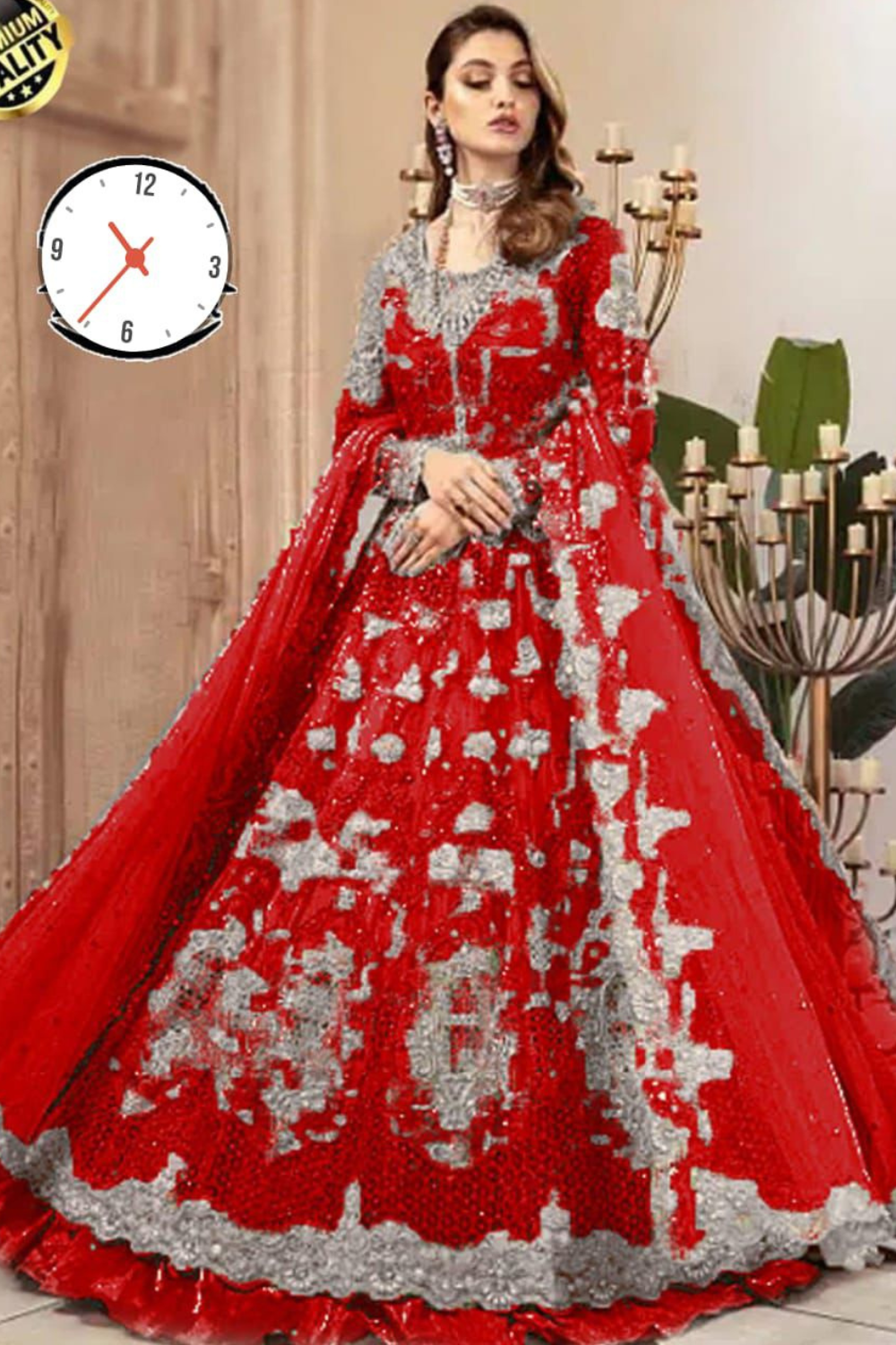 EMBROIDERED 3PC SILK DRESS WITH CHIFFON EMBROIDERED DUPATTA IR5011