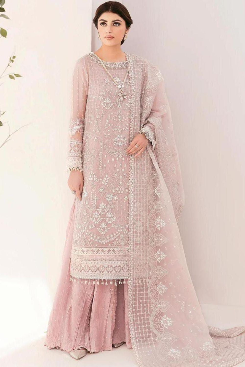 EMBROIDERED 3PC SILK DRESS WITH CHIFFON EMBROIDERED DUPATTA IR5013