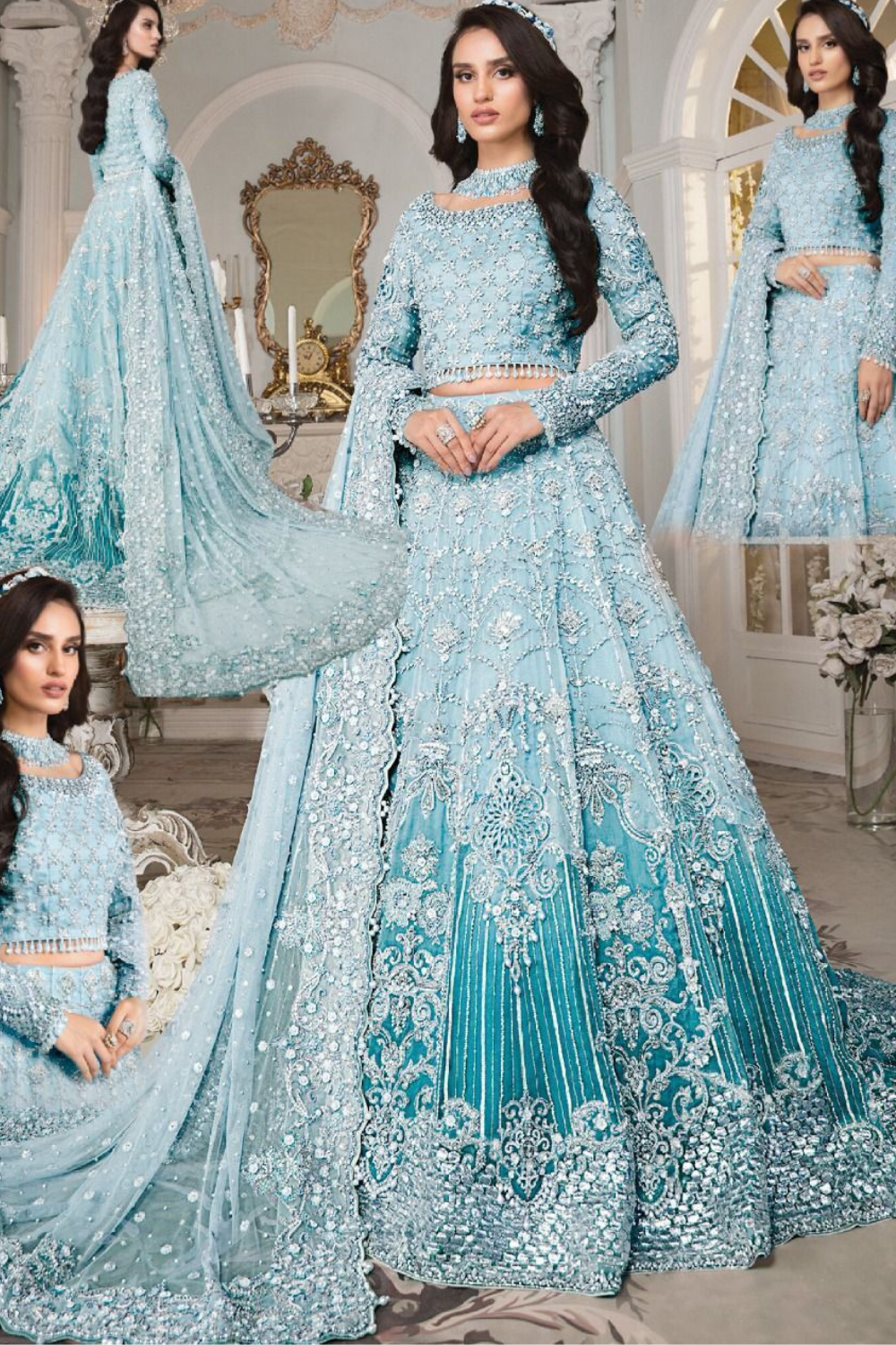 EMBROIDERED 3PC SILK DRESS WITH CHIFFON EMBROIDERED DUPATTA IR5016