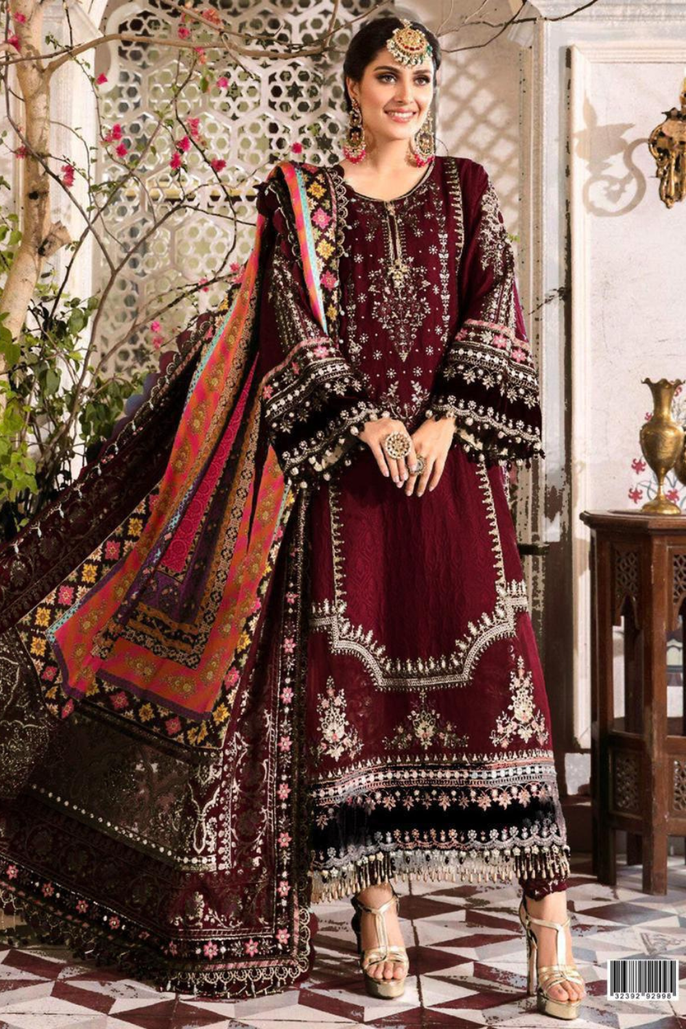 EMBROIDERED 3PC SILK DRESS WITH CHIFFON EMBROIDERED DUPATTA IR5017