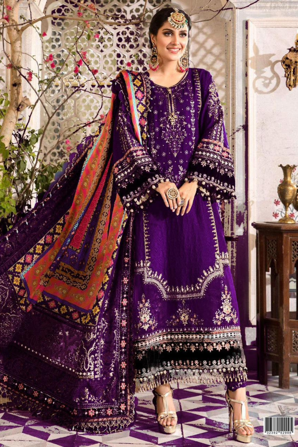 EMBROIDERED 3PC SILK DRESS WITH CHIFFON EMBROIDERED DUPATTA IR5018