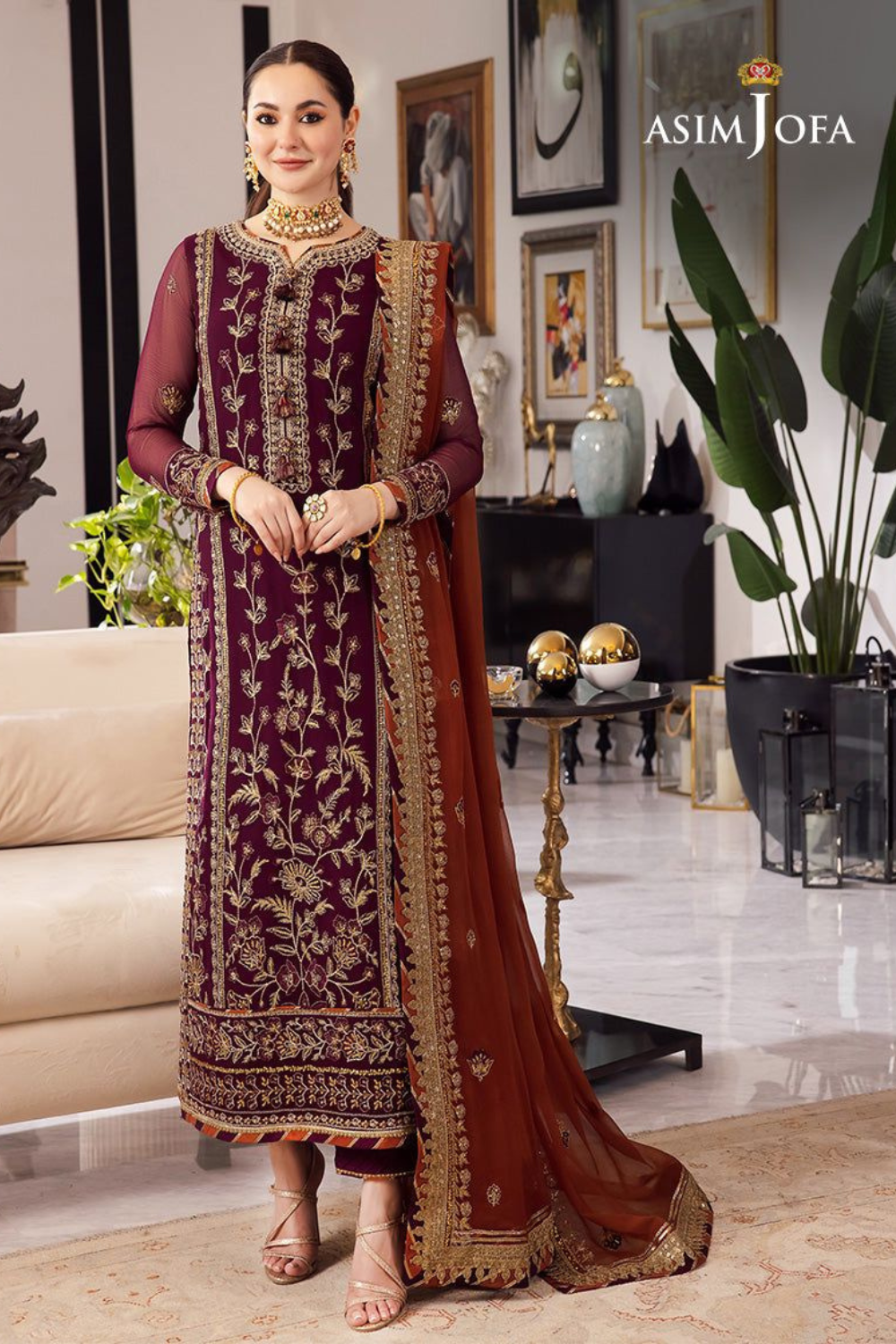 EMBROIDERED 3PC SILK DRESS WITH CHIFFON EMBROIDERED DUPATTA IR5020
