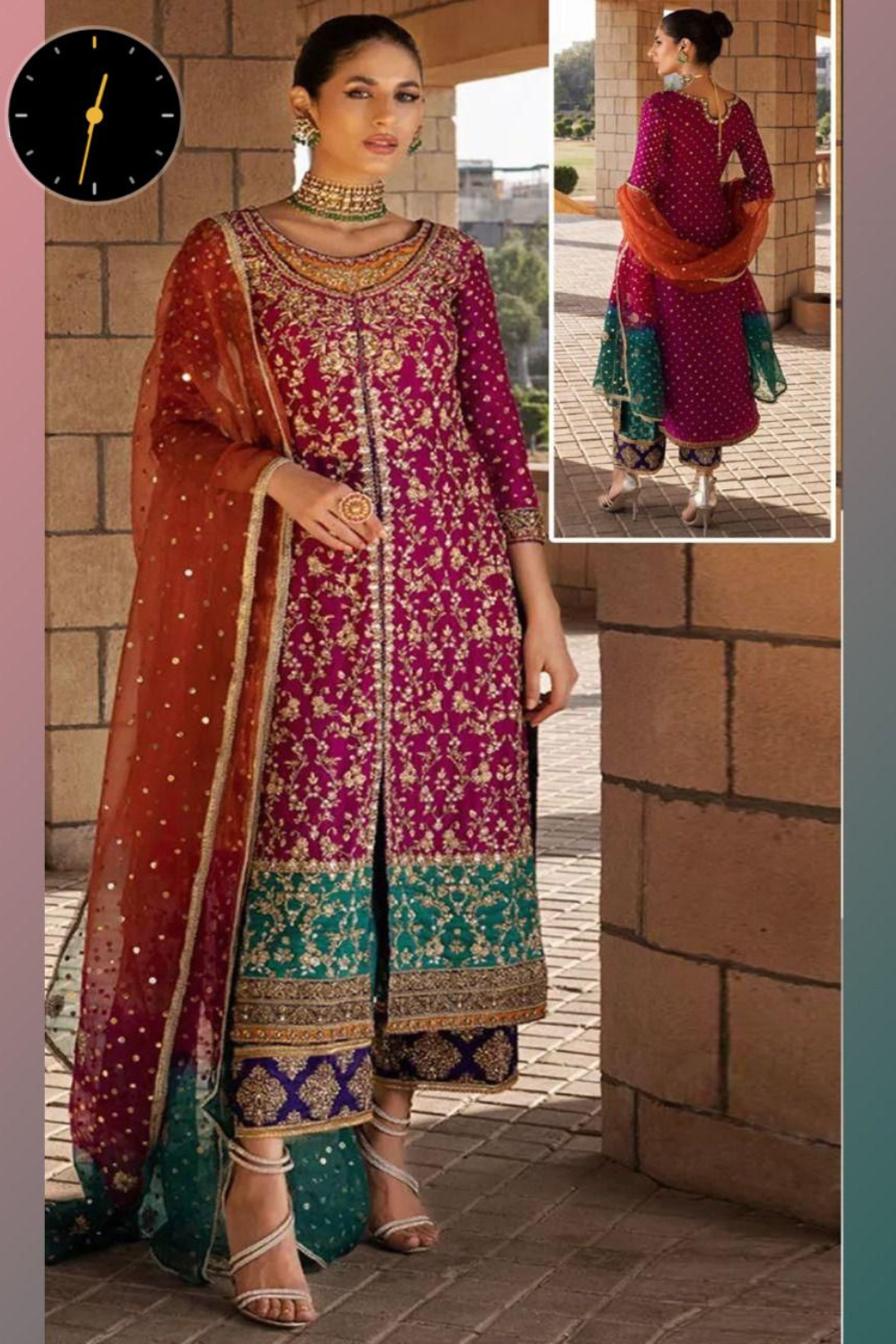 EMBROIDERED 3PC SILK DRESS WITH CHIFFON EMBROIDERED DUPATTA IR5028