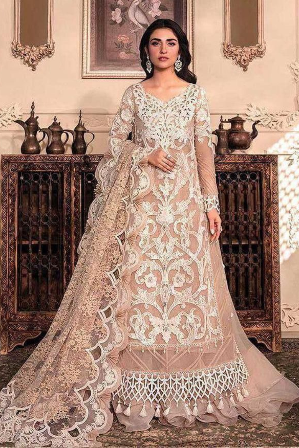 EMBROIDERED 3PC SILK DRESS WITH CHIFFON EMBROIDERED DUPATTA IR5040