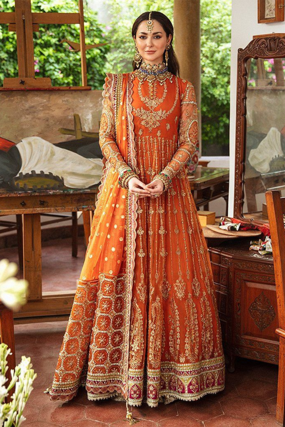 EMBROIDERED 3PC SILK DRESS WITH CHIFFON EMBROIDERED DUPATTA IR5007