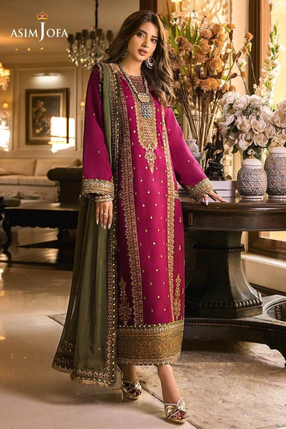 EMBROIDERED 3PC SILK DRESS WITH CHIFFON EMBROIDERED DUPATTA IR5004