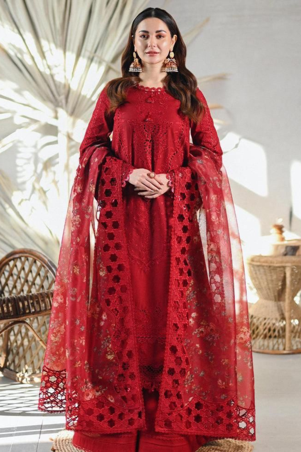 EMBROIDERED 3PC SILK DRESS WITH CHIFFON EMBROIDERED DUPATTA IR5006