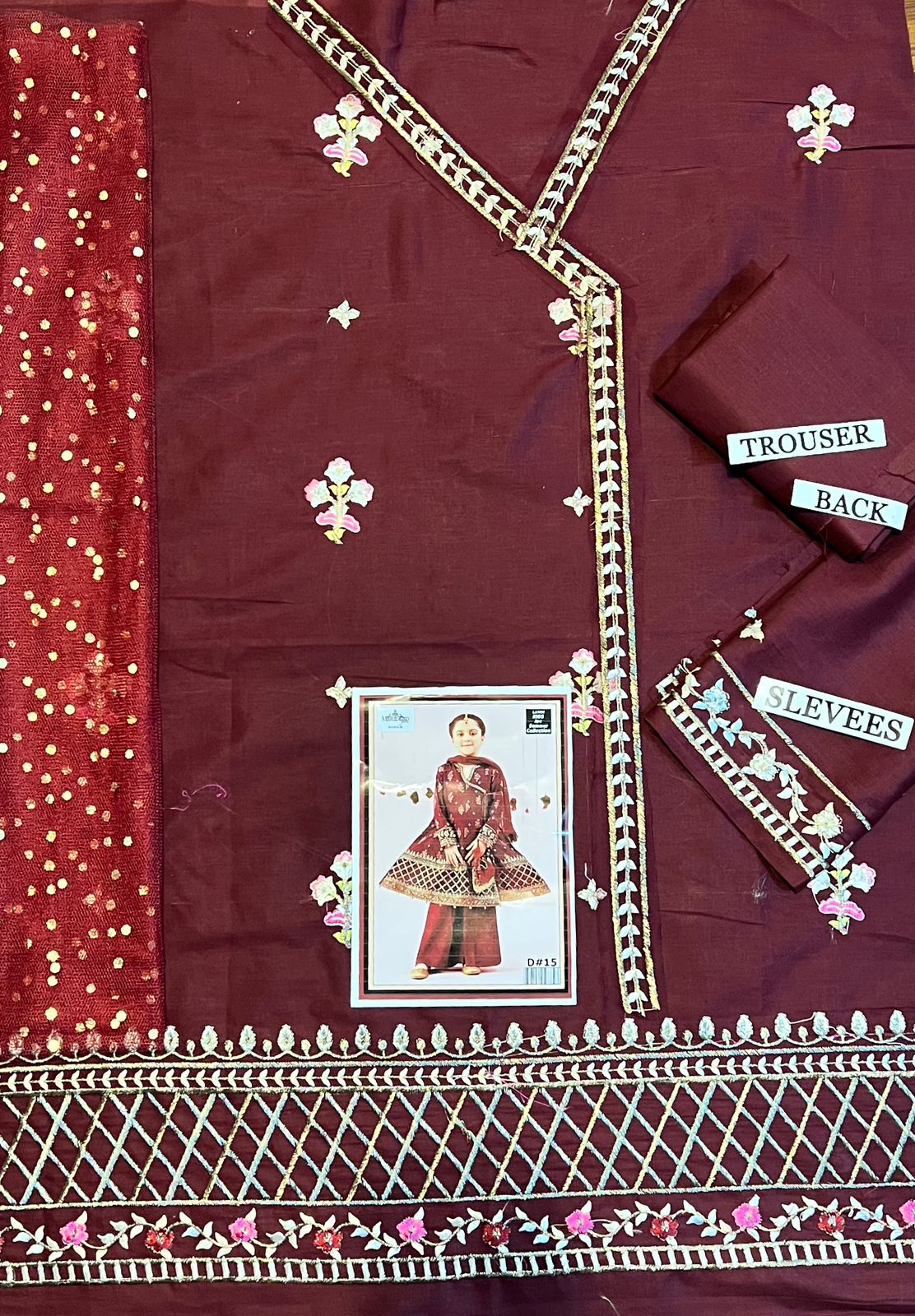 MARIA B KIDS 3PC LAWN Embroidered SUIT KD-7005