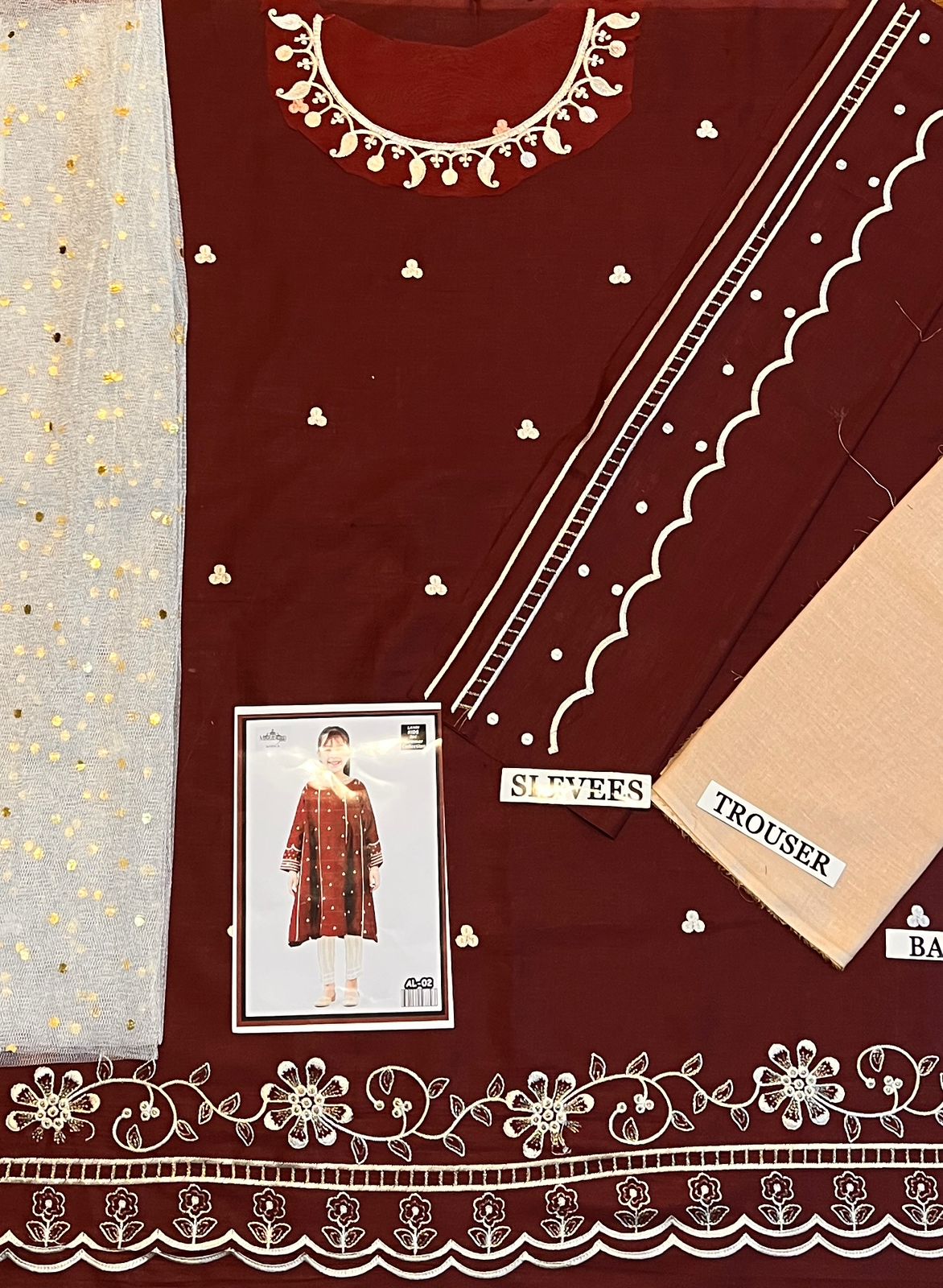 MARIA B KIDS 3PC LAWN Embroidered SUIT KD-7008