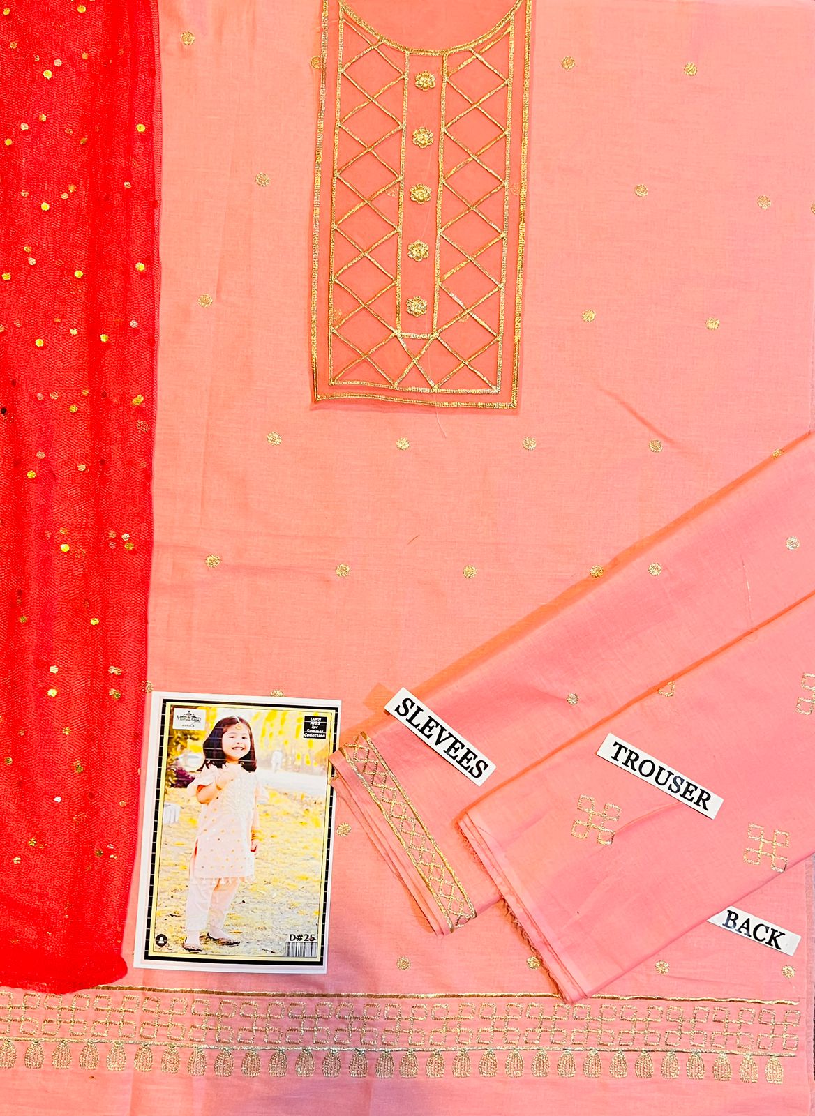 MARIA B KIDS 3PC LAWN Embroidered SUIT KD-7010