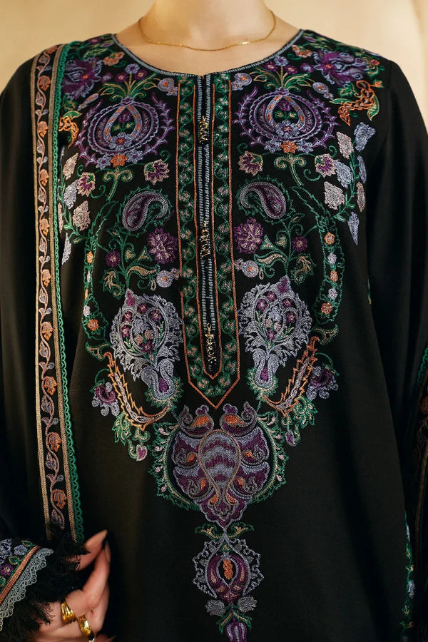 COCO 3PC DHANAK EMBROIDERED SHIRT WITH DHANAK SHAWL AND TROUSER DN-2080