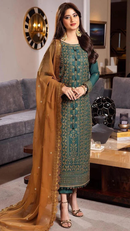 PREMIUM LAWN 3PC EMBROIDERED DRESS EMBROIDERED DUPATTA | 1011