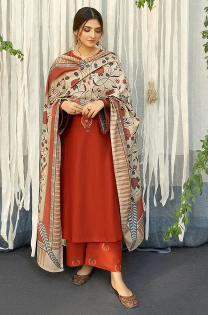 Lawn 3PC Embroidered with Print Duppata SM-210