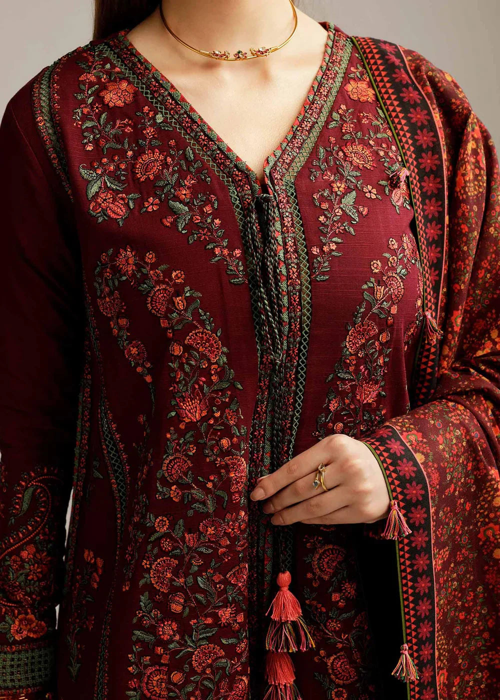 Embroidered Luxury Lawn Unstitched 3Pc | 1058