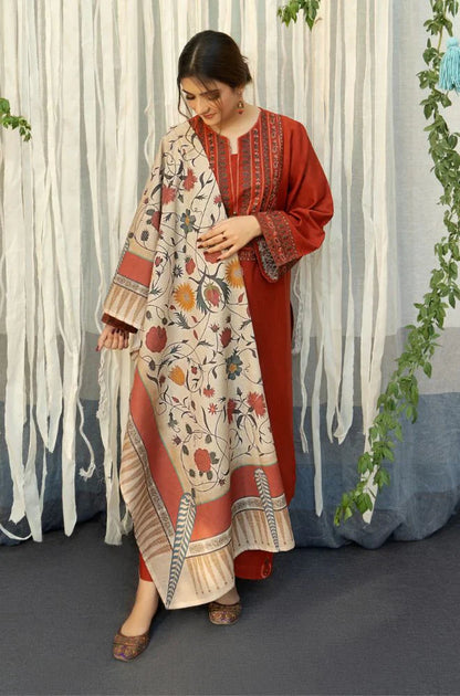 Lawn 3PC Embroidered with Print Duppata SM-210