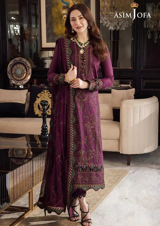 ASIF JOFA PURPLE LADIES HEAVY 3PC EMBOIDERY SM-1041