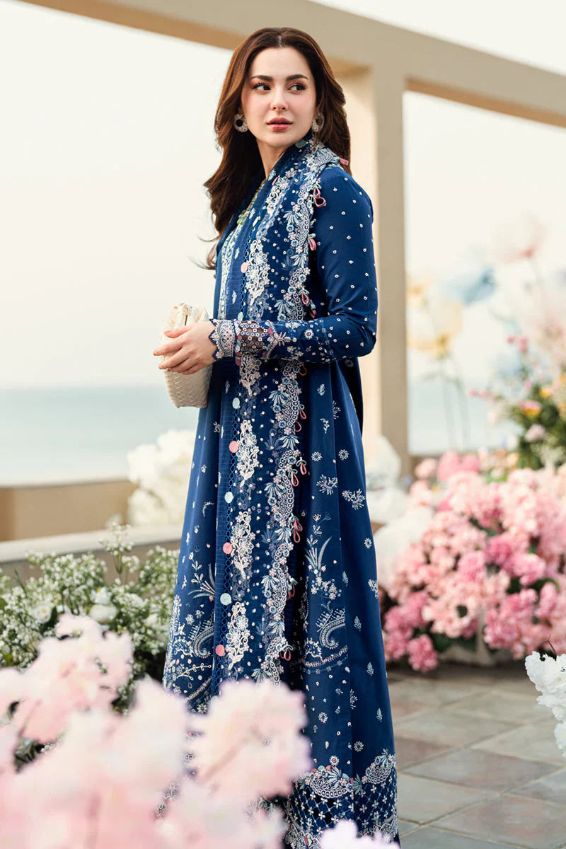 QALAMKAR - 3PC LAWN EMBROIDERED SHIRT WITH JACQUARD WEAVED EMBROIDERED DUPATTA AND COTTON TROUSER \ 1080
