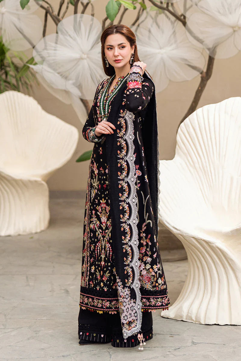 QALAMKAR - 3PC LAWN EMBROIDERED SHIRT WITH JACQUARD WEAVED EMBROIDERED DUPATTA AND COTTON TROUSER \ 1073
