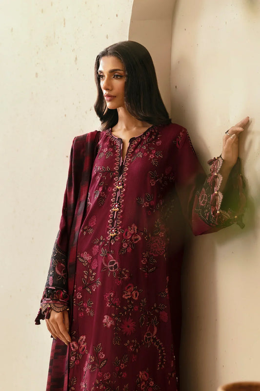 PHULKARI 3PC DHANAK EMBROIDERED SHIRT WITH DHANAK SHAWL AND TROUSER DN-2025
