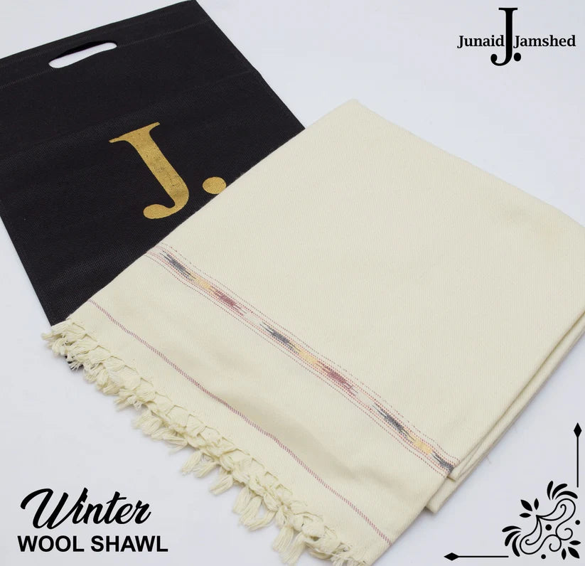 J. Wool Blend Men ShawL OFF WHITE SH-1203