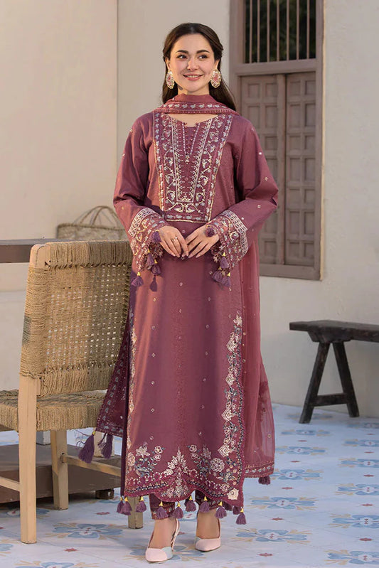 JADE - 3PC LAWN EMBROIDERED SHIRT WITH CHIFFON EMBROIDERED DUPATTA AND TROUSER LC-7065