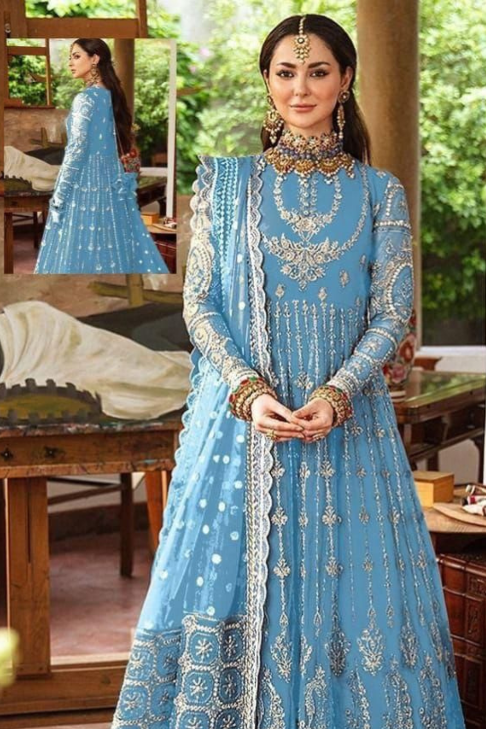 EMBROIDERED 3PC SILK  DRESS WITH CHIFFON EMBROIDERED DUPATTA  IR5008