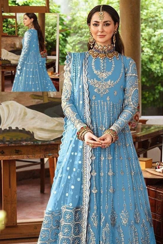 EMBROIDERED 3PC SILK  DRESS WITH CHIFFON EMBROIDERED DUPATTA  IR5008