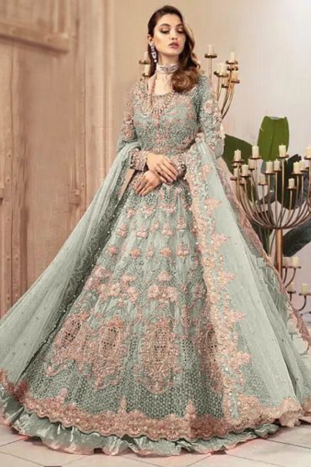 EMBROIDERED 3PC SILK  DRESS WITH CHIFFON EMBROIDERED DUPATTA  IR5010