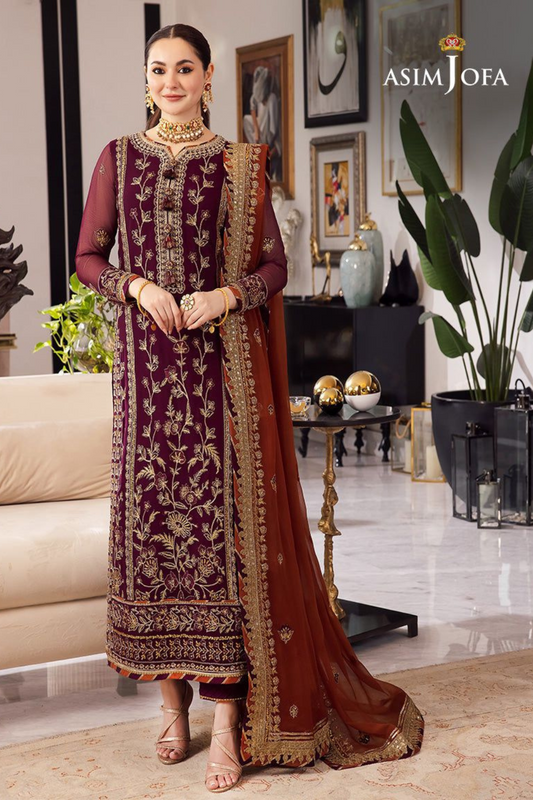 EMBROIDERED 3PC SILK  DRESS WITH CHIFFON EMBROIDERED DUPATTA  IR5020