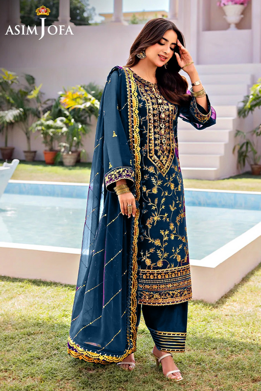 EMBROIDERED 3PC SILK  DRESS WITH CHIFFON EMBROIDERED DUPATTA  IR5022