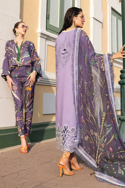 MARIA B 3PC DHANAK EMBROIDERED SHIRT WITH DHANAK SHAWL AND TROUSER DN-2046