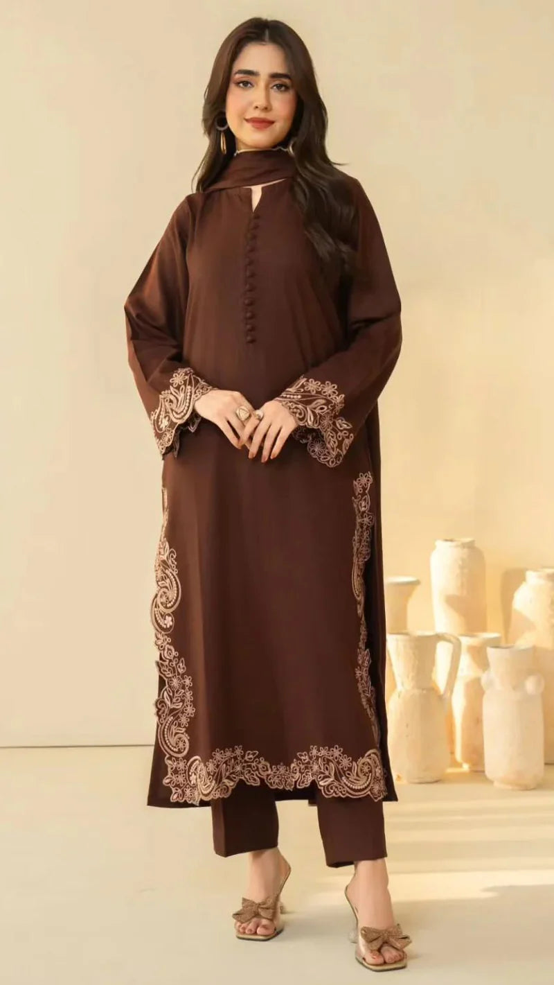 3PC Lawn Shirt With EMBROIDERY Dupatta NQ-1107