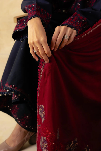 SAPPHIRE 3PC DHANAK EMBROIDERED SHIRT WITH DHANAK SHAWL AND TROUSER DN-2078