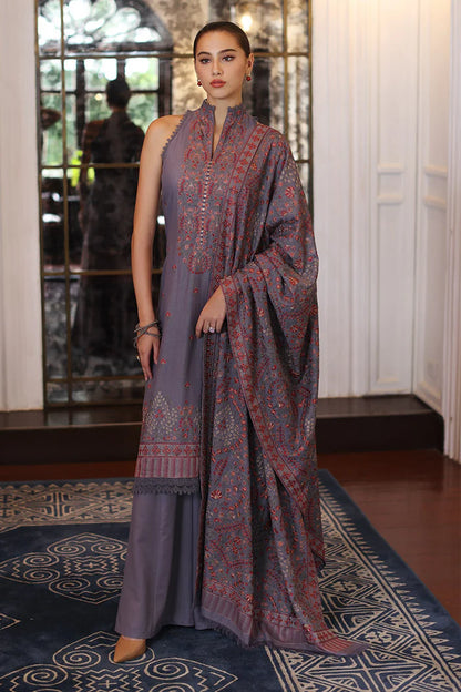 BAREEZE 3PC DHANAK EMBROIDERED SHIRT WITH DHANAK SHAWL AND TROUSER DN-2019